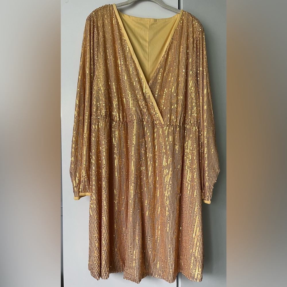SHEIN gold sequin dress, 3X